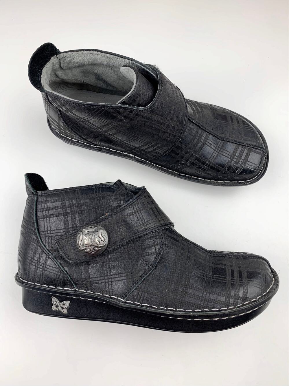 Alegria Caiti Ankle Boots Black Plaid To Meet You Comfort Booties Womens 39 US 9